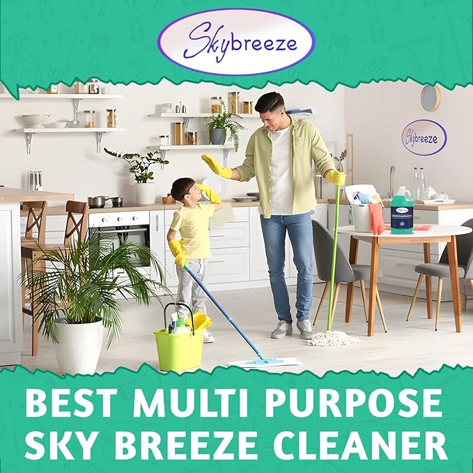 Multi Purpose Cleaner Pet Odor eliminator - pH Neutral - Strong Odor Floor Cleaner - Pet Odor Eliminator for Home - Best Scent Remover for Cat and Dog Pee All Purpose Cleaner 1 gallon (Sky Breeze)-Mewly Pet