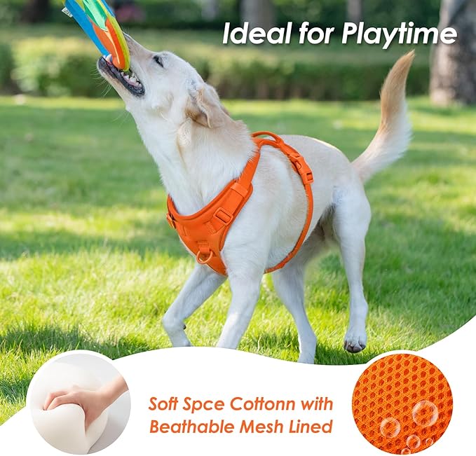 No Pull Dog Harness, Puppy Vest with Front Clip for Small Medium Large Sized Dog(Orange,XL)-Mewly Pet