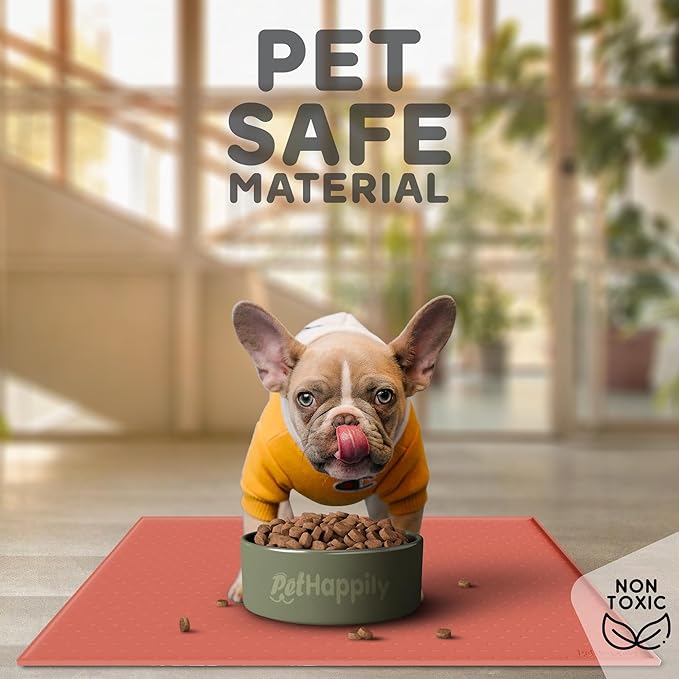 Dog Food Mat - 28x18 Raised Edges Dogs Mat for Food and Water Prevent Spill, Waterproof Cat Food Mats Protect Floors, Easy Clean Dog Bowl Mats for Food and Water, Silicone Pet Feeding Placemats-Mewly Pet