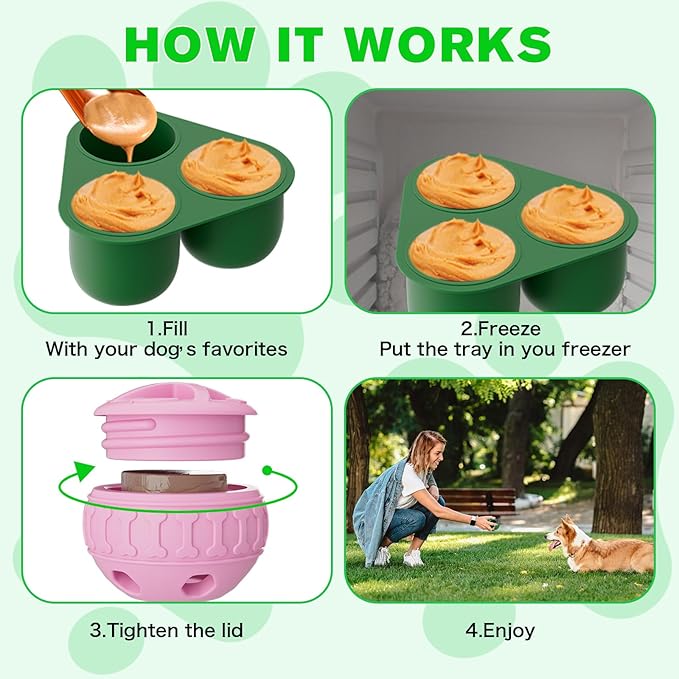 Interactive Dog Licking Toy - Freezable Fillable, Slow Feeding Puzzle Ball, Relieves Boredom and Stimulates Intelligence - This Interactive Dog Toy is Suitable for Small and Medium Breed-Mewly Pet