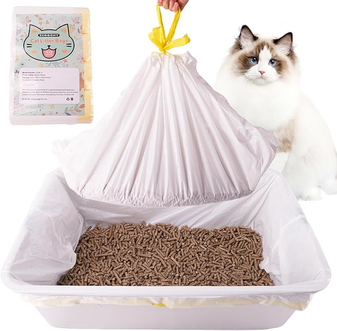 Litter Box Liners 40 Count, 37" x 18" Jumbo 3MIL Thicken Cat Litter Bags Tear Resistant Disposable Cat Litter Liners for XL Stainless Steel Litter Box and Other Suitable Size Litter Box-Mewly Pet
