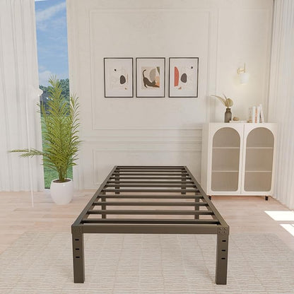 ALDRICH 14 Inch Metal Twin Bed Frame - Single Black Basic Steel Slats Platform, Easy Assembly Heavy Duty Noise Free Bedframes, No Box Spring Needed
