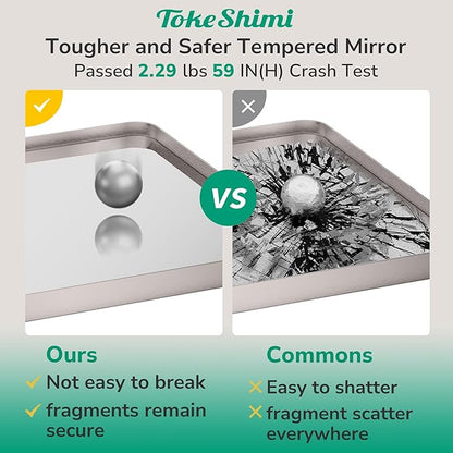 TokeShimi 48x36 Brushed Nickel Bathroom Mirror for Over Sink,Tempered Glass,Rectangle Mirror for Bathroom,Large Bathroom Mirror for Vanity(Horizontal/Vertical)