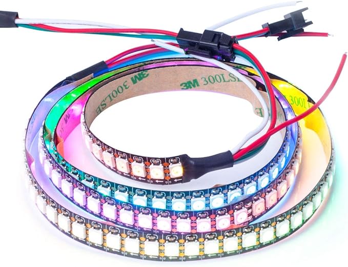 BTF-LIGHTING WS2812B RGB ECO LED Strip, Chasing Effects 5050SMD Individually Addressable 3.3FT 144(2X72) Pixels/m Flexible Dream Color IP30 for Bedroom DIY Projects DC5V (No Adapter or Controller)