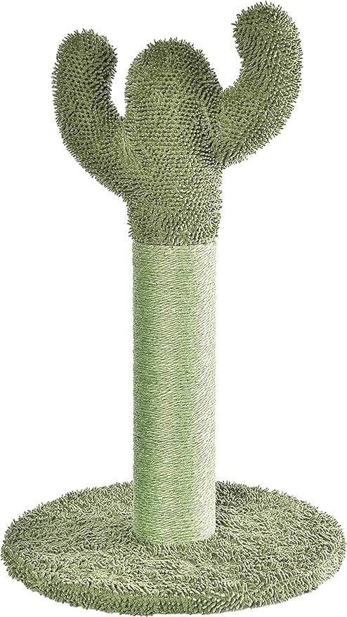 Amazon Basics Cat Scratcher - Indoor Cactus Single Cat & Kittens Scratching Post with Dangling Ball, Medium (25.6"H) - Green-Mewly Pet