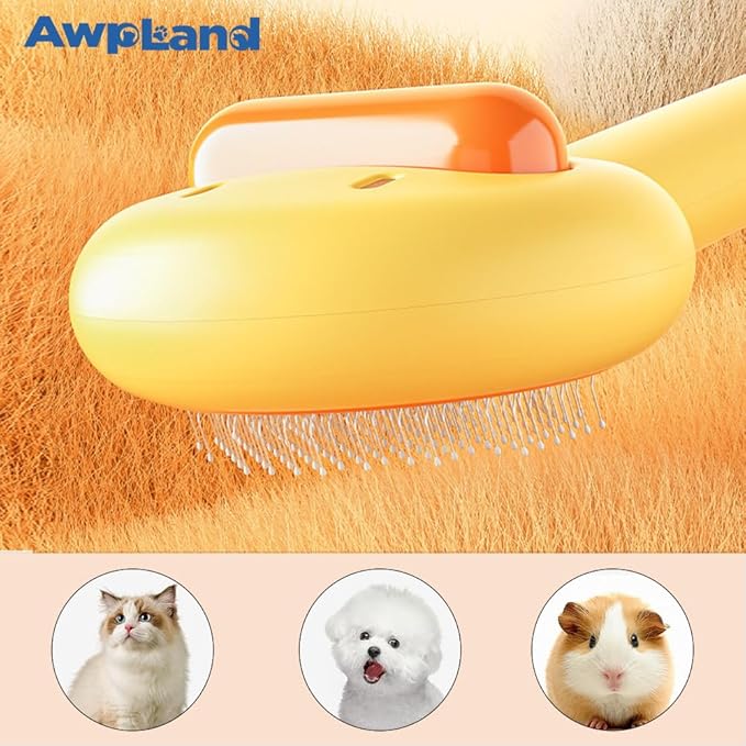 Cat Brush for Short or Long Haired Cats Dogs Rabbits, Cute Dog Brush with Release Button for Massage and Removes Loose Fur-Mewly Pet