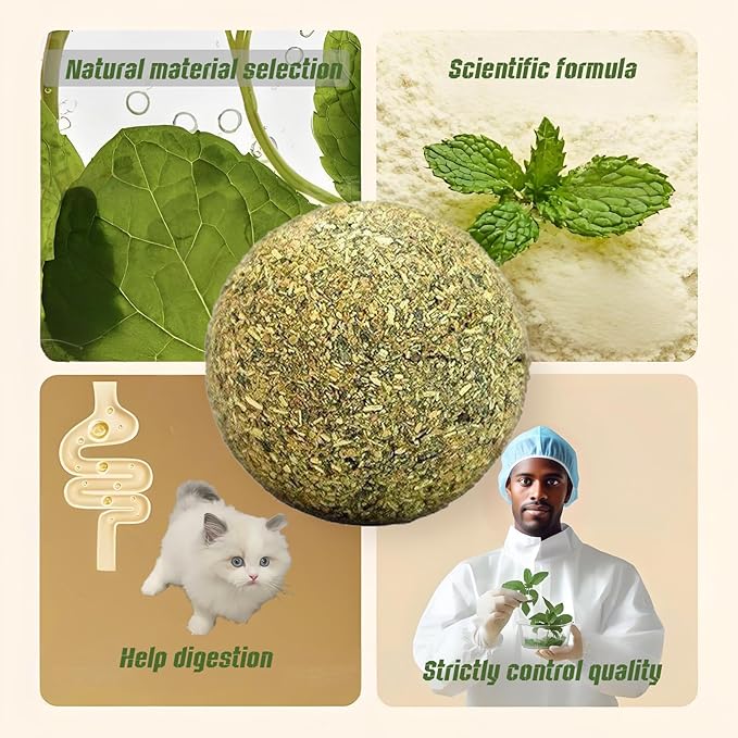 happylain 2 inches Diameter Catnip Ball - Catnip Balls for Cats, Interactive Cat Toy for Indoor Cats, Cat Nip Licking Balls-Mewly Pet