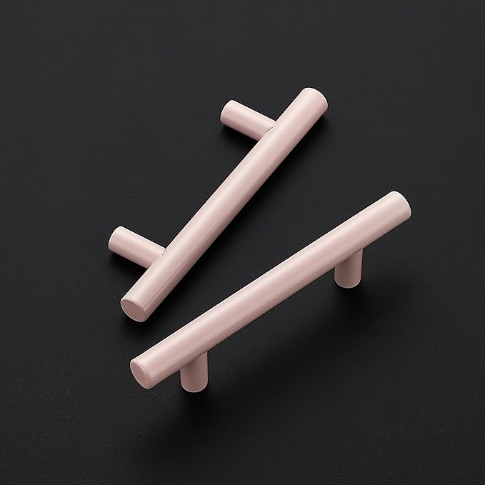 Ravinte 60 Pack | 5 Inch Cabinet Pulls Pink Stainless Steel Kitchen Drawer Pulls Cabinet Handles 5 InchLength, 3 Inch Hole Center