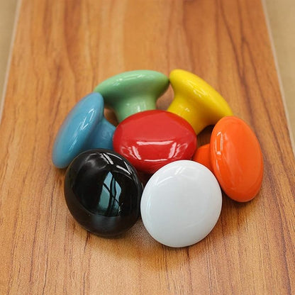HUAMULAN 15PCS Glossy Ceramic Knobs Button Round Mushroom Cabinet Dresser Vintage Pulls Door Handles Cupboard Wardrobe Drawer, Dia. 1.5 inch 38mm, Mixed Color