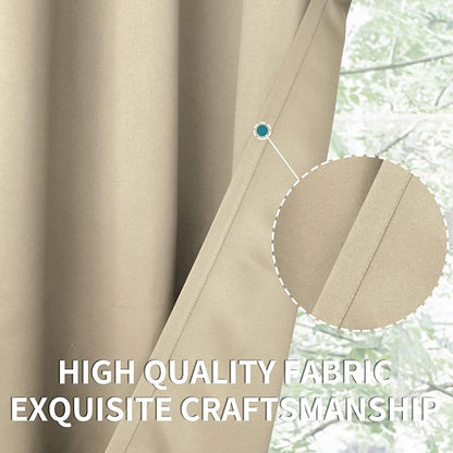 BGment Room Darkening Curtains 63 Inches Long - Grommet Thermal Insulated Drapes Window Treatment Curtains for Bedroom, 2 Panels, 52 x 63 Inch, Beige