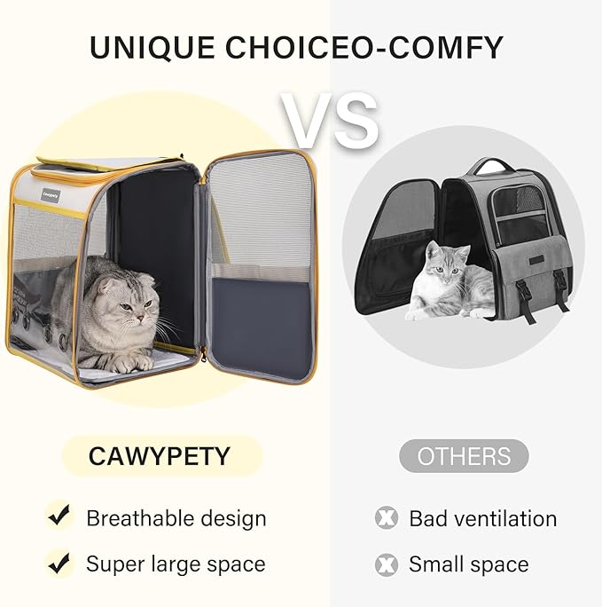 Cat Backpack Carrier, Collapsible and Breathability Cat Carrier Large for Cat Under 16 lbs, Dog and Small Pet Carrier Bag Used in Travel, Car-Mewly Pet