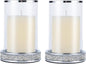 Pillar Candle Holders set of 2,Hurricane Candle Holders for Pillar Candle,Glass Candle Holder for Coffee Dining Table, Wedding, Christmas, Halloween, Home Decoration,Silver Candle Holders