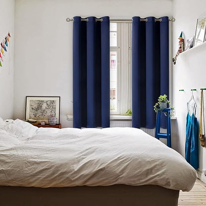 BGment Blackout Curtains for Bedroom - Grommet Thermal Insulated Room Darkening Curtains for Living Room, Set of 2 Panels (38 x 84 Inch, Navy Blue)