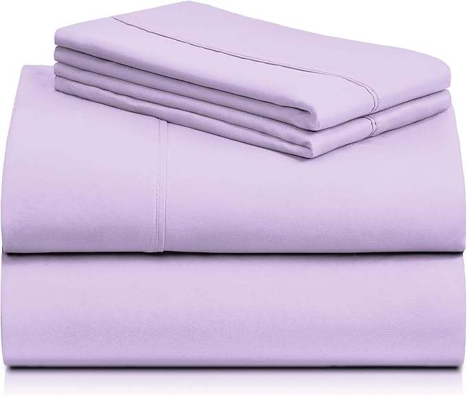 LuxClub 4 PC King Sheet Set, Breathable Luxury Bed Sheets, Deep Pockets Wrinkle Free Cooling Bed Sheets Machine Washable Hotel Bedding Silky Soft - Lavender King