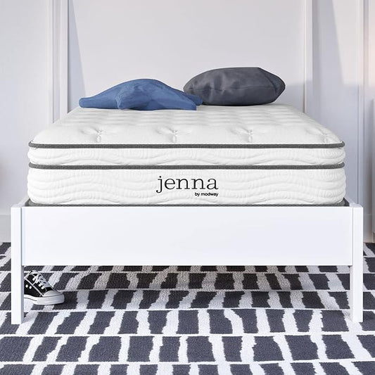Modway Jenna 8” Innerspring and Memory Foam Narrow Twin Mattress With Individually Encased Coils White