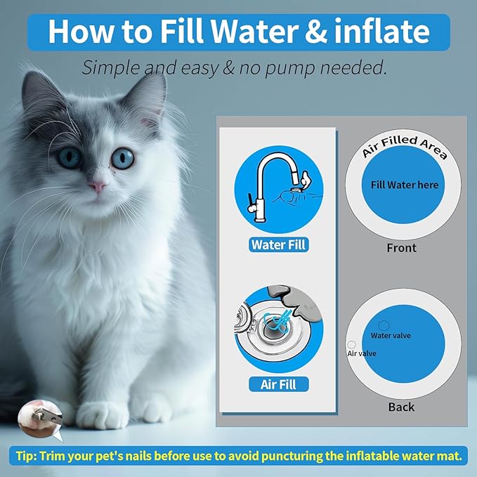 cat Cold pad, Portable Water-Filled cat and Dog, Interactive cat Toy, Suitable for All Kinds of Pets, Keeping Your Pets Cool in Summer-Mewly Pet