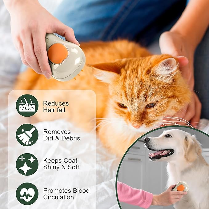 3 In 1 Pet Brush for Shedding, Portable Hair Removal Tool for Cats and Dogs, Deshedding Grooming Brush for Indoor Pets-Mewly Pet