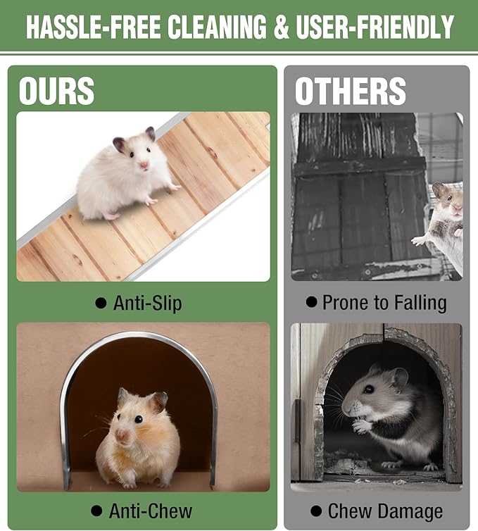 GUTINNEEN Guinea Pig Cage Rabbit Cage Indoor with Chew-Proof Edges, Clean Deep Tray, Leakproof PVC Layer, Small Animals Cage with Adjustable Legs - Natural Wood Color-Mewly Pet