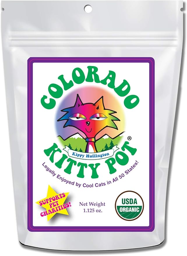 Colorado Kitty Pot Organic Catnip in Food Grade, 5.5 x 8" Gusseted Bag with Hang Hole, 1.125 oz-Mewly Pet