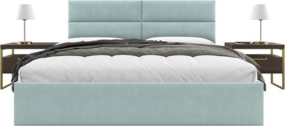 Vänt Upholstered Wall Panels - King/Cal King Size Wall Mounted Headboards - Ribbed Iceland Blue - Twin/King - Set of 4 Panels (Each Individual Panel 39"x11.5")