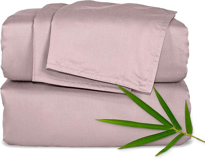 Pure Bamboo King Sheets, Genuine 100% Organic Viscose Derived from Bamboo Bed Sheet Set, Luxuriously Soft & Cooling, Double Stitching, Lifetime Quality Promise (King, Dusty Pink)
