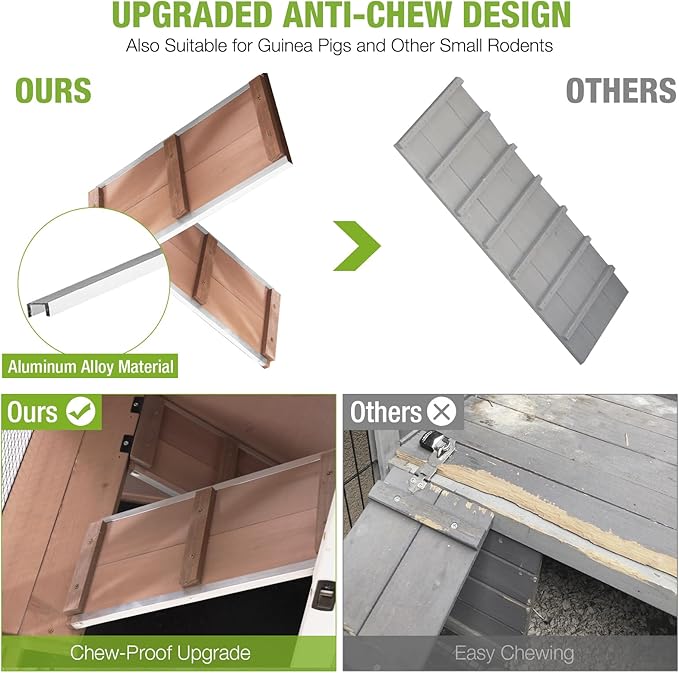 GUTINNEEN Large Rabbit Hutch Wooden Bunny Cage Indoor with Chew-Proof Ramp, 2-Story Guinea Pig Cages with Casters, Pull-Out Trays for Rabbits, Guinea Pigs, 47.2" L x 19.7" W x 42.1" H-Mewly Pet