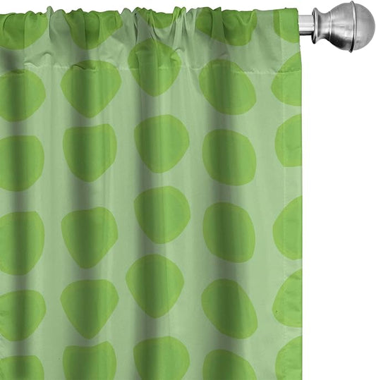 Ambesonne Lime Green Window Curtains, Simplistic Formless Geometric Shapes in Different Shades Theme, Lightweight Decor 2-Panel Set with Rod Pocket, Pair of - 28" x 63", Green