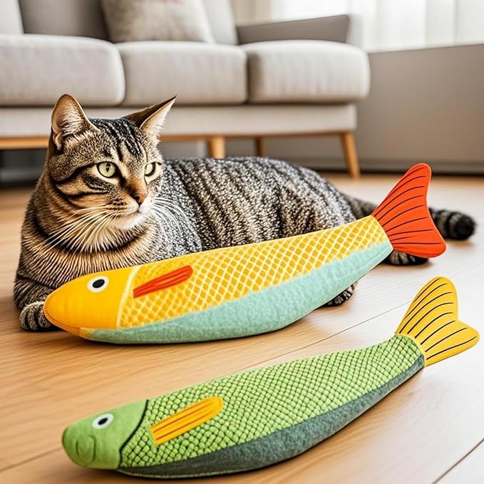 Cat Toys for Bored Indoor Adult Cats - Catnip Toys for Mental Stimulation, Interactive & Durable Kicker Toys for Solo Play, Best for Lazy or Senior Cats(Green-Mewly Pet