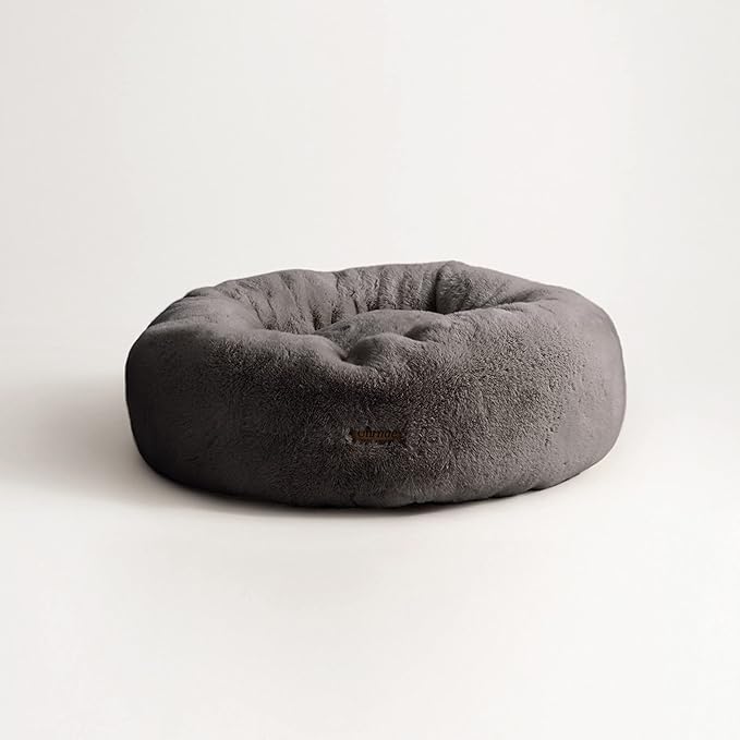 UnHide Floof Pet Bed - Small (23" x 8") - Extra Soft Dog Bed - Removable Faux Fur Cover - Machine Washable - Helps Ease Pet Anxiety & Provides The Perfect Sleep - Charcoal Charlie-Mewly Pet