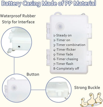 Impress Life Duck String Lights with Remote Timer, 10FT 40LEDs Cute Indoor String Lights, Warm White Glow Fairy Lights Battery Operated or USB for Bedroom Party Garden Decor