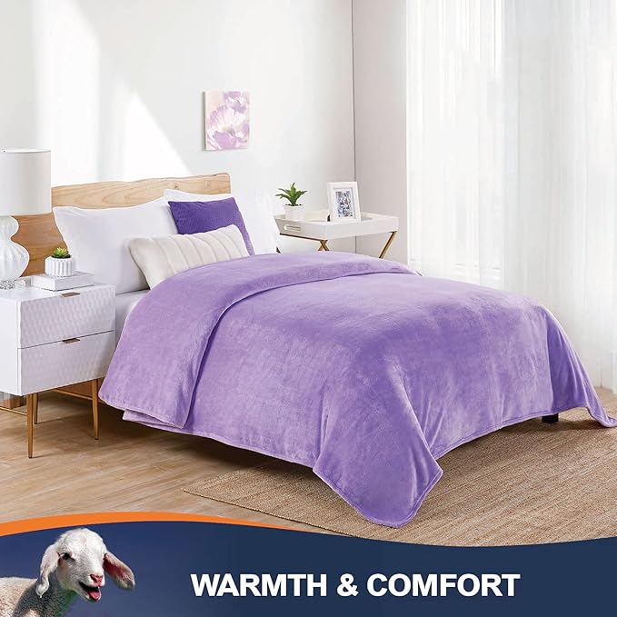 Walensee Fleece Blanket Plush Throw Fuzzy Lightweight (King Size 108x90 Lavender) Super Soft Microfiber Flannel Blankets for Couch, Bed, Sofa Ultra Luxurious Warm and Cozy for All Seasons