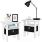 Furinno Andrey Set of 2 End Side Night Stand/Bedside Table with Bin Drawer, 2-Pack, White/Black