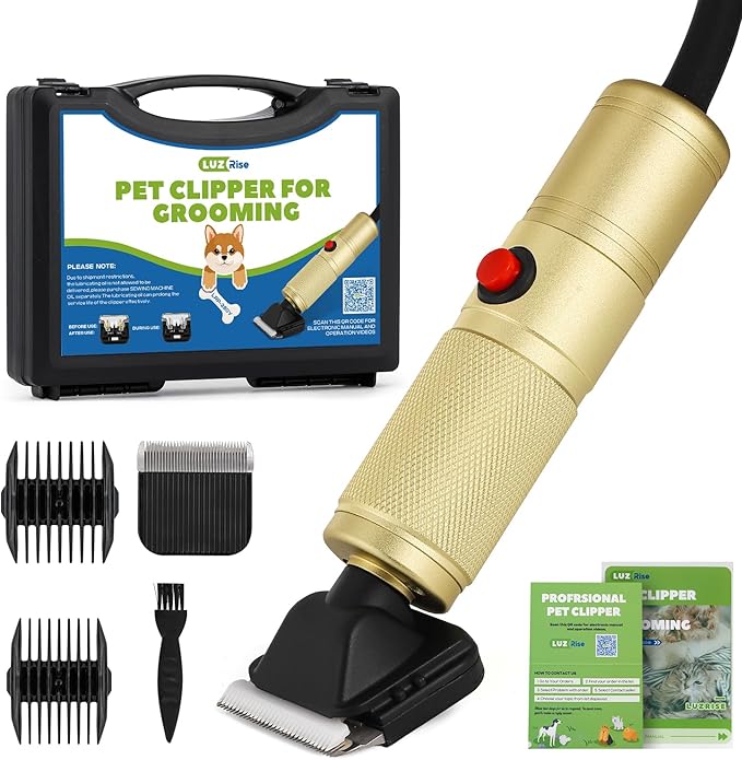 Pet Grooming Clippers 280W for Thick Heavy Coats, 2000-6000rpm Stepless Speed Control & 10ft Power Cord, Low Noise< 50db, Dog Trimmer Kit with Extra Detachable Blade (280W)-Mewly Pet