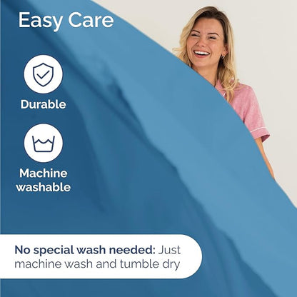 Twin 4 Piece Sheet Set - Comfy Breathable & Cooling - Ultra-Soft Hotel Luxury Bedding Set with 8-16 Inch Deep Pockets - 1 Flat & 1 Fitted Sheet & 2 Pillowcases - Wrinkle Free & Easy Care - Denim Blue