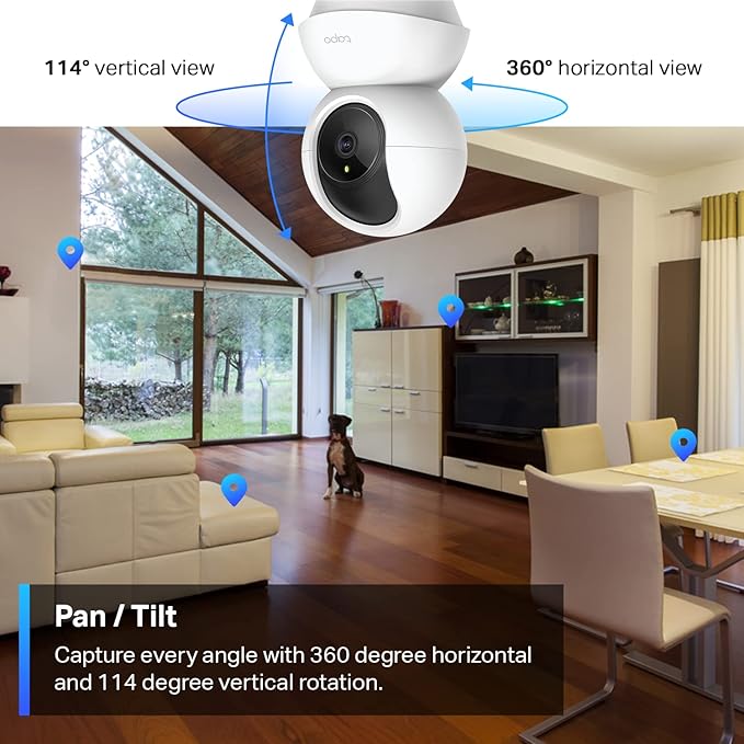 Tapo TP-Link 2K Pan/Tilt Security Camera for Baby Monitor, Dog Camera w/Motion Detection and Tracking, 2-Way Audio, Night Vision, Cloud &SD Card Storage, Works w/Alexa & Google Home C210-Mewly Pet