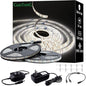 White LED Strip Lights, IP44 Waterproof 2835 LED Lights, 6000K 12V 65.6ft/20m Flexible Ribbon, Kitchen Cabinet Lighting, Outdoor/Indoor (White)