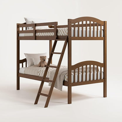 Storkcraft Long Horn Twin-Over-Twin Bunk Bed (Hazelnut)- GREENGUARD Gold Certified, Converts to 2 Individual Twin Beds