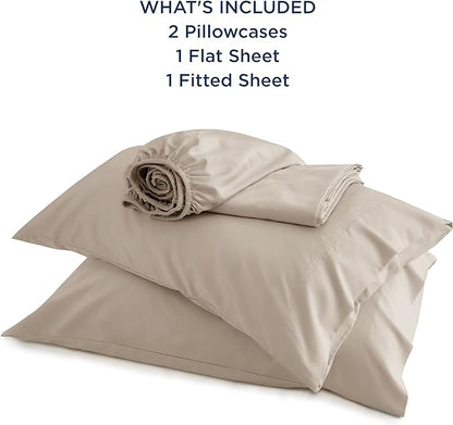 Bedsure Full Size Bed Sheets, Cooling Sheets, Rayon Derived from Bamboo, Breathable & Soft, Deep Pocket Up to 16 Inches, Hotel Luxury Silky Bedding for Hot Sleepers, Simply Taupe