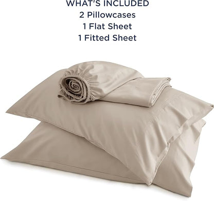 Bedsure King Size Sheets Set, Cooling Sheets for Hot Sleepers, Rayon Derived from Bamboo, Breathable & Soft, Deep Pocket Up to 16 Inches, Hotel Luxury Silky Bedding, Simply Taupe