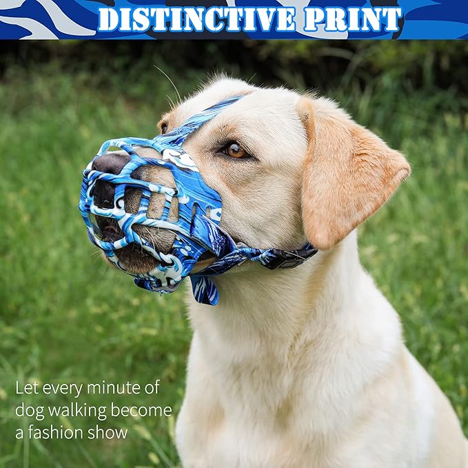 BARKLESS Dog Muzzle, Silicone Basket Muzzle for Small Medium Large Dogs, Soft Cage Mouth Cover Prevent Biting Chewing, Allow Drinking Panting, Suitable for German Shepherd-Mewly Pet