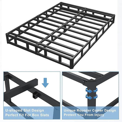 Full Box Spring - 7 Inch High Profile Box Spring for Full Bed, Sturdy Metal Frame Mattress Foundation, Easy Assembly, Quiet & Noise-Free