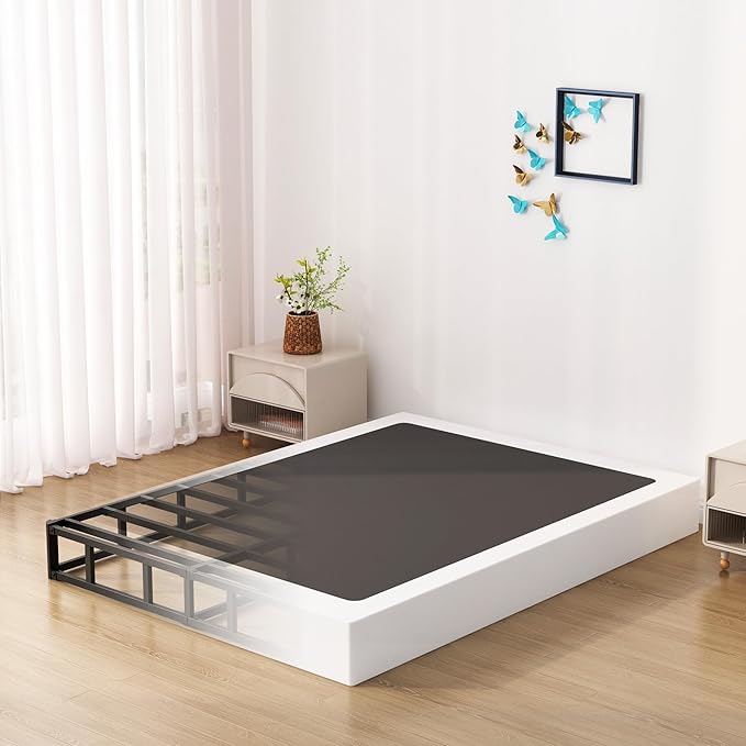 7 Inch Full Size Box Spring Bed Base, Low Profile Metal Boxspring Full Size with Fabric Cover, 3000 Lbs Max Weight Capacity Mattress Foundation, Noise-Free, Easy Assembly