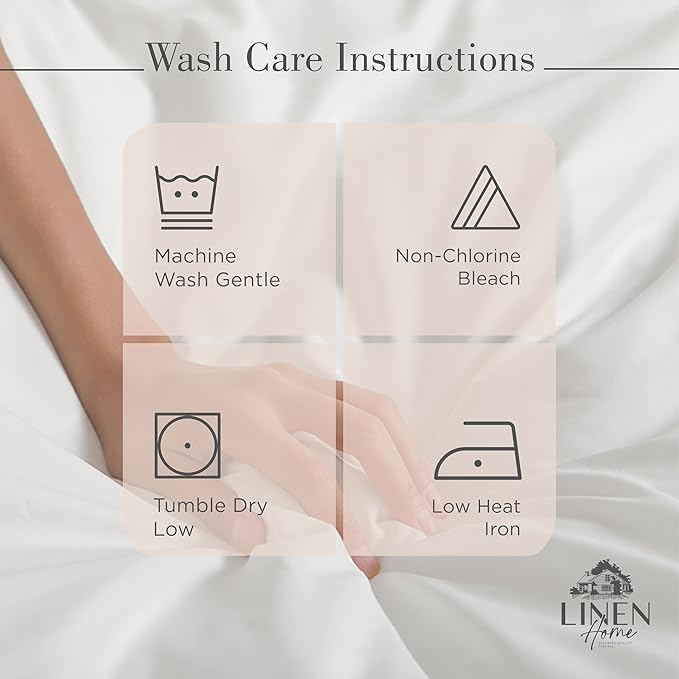 Linen Home 100% Cotton Percale Sheets King Size, Sand Shell, Deep Pocket, 4 Pieces Set - 1 Flat, 1 Deep Pocket Fitted Sheet and 2 Pillowcases, Crisp Cool and Strong Bed Linen