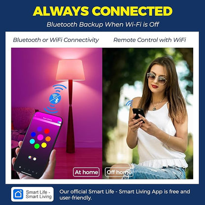 Lightinginside Smart Light Bulbs 100W Equiv., 1350LM 11W Smart Bulb Works with Alexa/Google Home/Smart Life, A19 E26 RGBCW Color Changing, No Hub Required, 2.4G WiFi Bluetooth Bulb, ETL Listed, 2PCS
