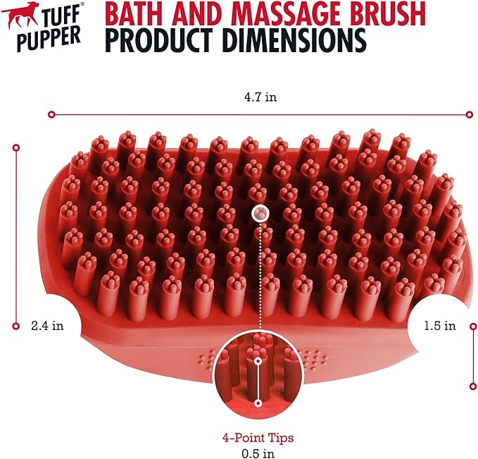 Tuff Pupper Dog Bath Brush, Silicone Pet Hair Remover Brush for Shampooing & Massaging Dogs, Dog Washing Brush with Soft Rubber Bristles Gently Removes Loose & Damaged Fur-Mewly Pet