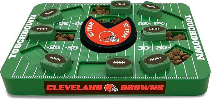 Pets First NFL Cleveland Browns Large Puzzle Toy, New Size, Interactive Dog Treat & Slow Feeding Toy-Mewly Pet