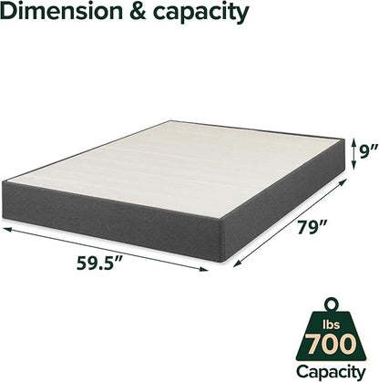 ZINUS Upholstered Metal and Wood Box Spring, 9 Inch Mattress Foundation, Easy Assembly, Fabric Paneled Design, Queen