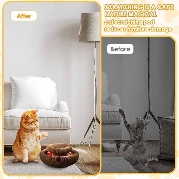 2 Pack Magic Organ Cat Toy Foldable Magic Organ Cat Scratching Board Reversible Infinity Style Magic Organ Cat Toy with 4 PCS Ball Cat Toys Interactive Indoor Cat Toys-Mewly Pet