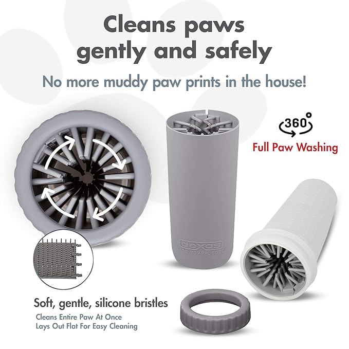 Dexas MudBuster Portable Dog Paw Cleaner, Premium Quality Large Gray Pet Accessory-Mewly Pet