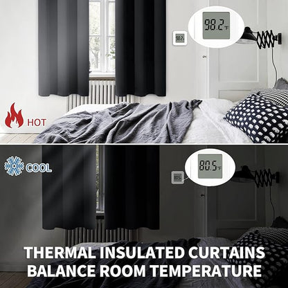BGment Blackout Curtains for Living Room - Grommet Thermal Insulated Room Darkening Curtains for Bedroom, Set of 2 Panels (52 x 54 Inch, Black)